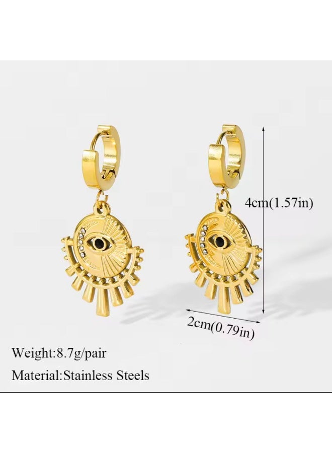 osir Gold Eye-Design Dangle Earrings - Image 2