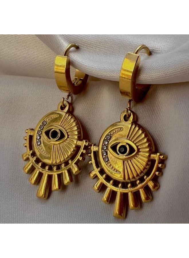 osir Gold Eye-Design Dangle Earrings - Image 3