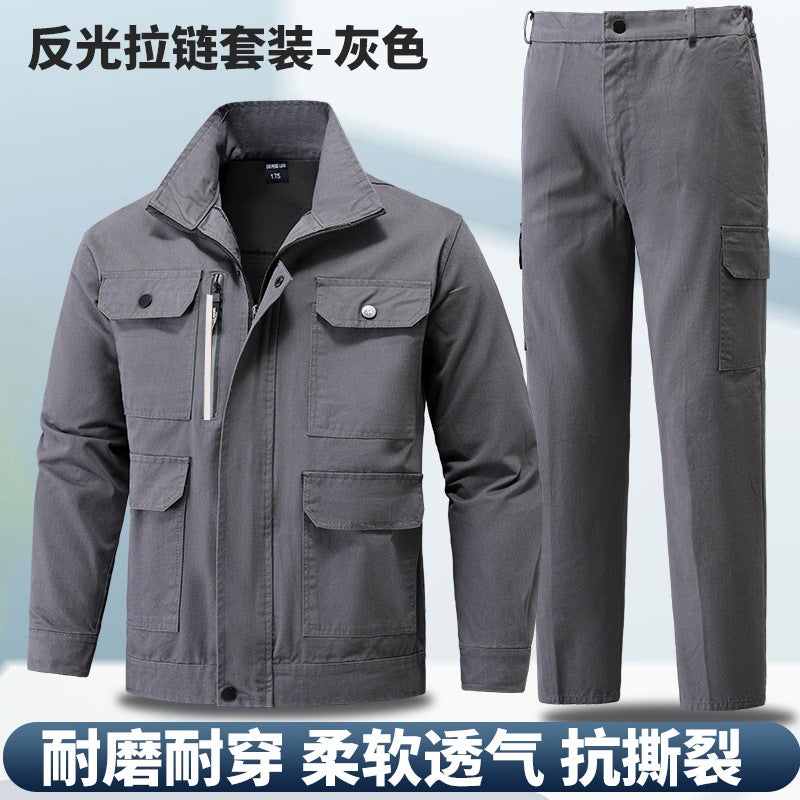 Pure Cotton Workwear Set For Men, Twill Cotton, Women'S Welder Wear-Resistant Labor Protection Clothing, Construction Site Thickened Workwear Factory - Image 1