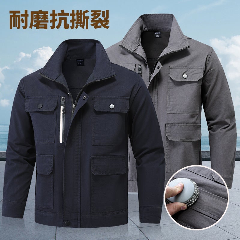Pure Cotton Workwear Set For Men, Twill Cotton, Women'S Welder Wear-Resistant Labor Protection Clothing, Construction Site Thickened Workwear Factory - Image 5