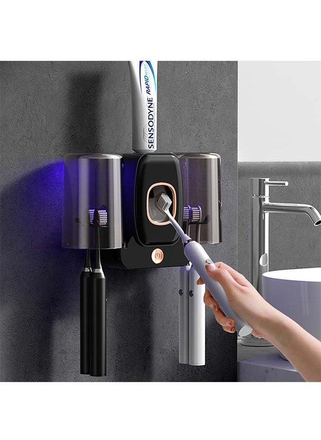 L&E UV Toothbrush Sanitizer, Sterilization and Timer Function Rechargeable Cordless Toothbrush Holders Bathroom Accessories with Toothpaste Dispenser,Toothbrush Holder Wall Mounted  - Image 1