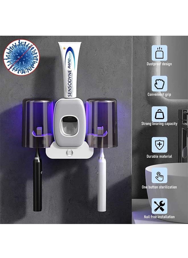 L&E UV Toothbrush Sanitizer, Sterilization and Timer Function Rechargeable Cordless Toothbrush Holders Bathroom Accessories with Toothpaste Dispenser,Toothbrush Holder Wall Mounted  - Image 2