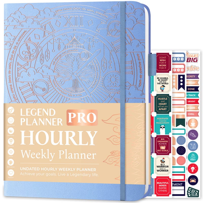 Legend Planner PRO Hourly Schedule Weekly Daily Organizer with Time Slots Appointment Book Journal for Work Personal A4 Periwinkle