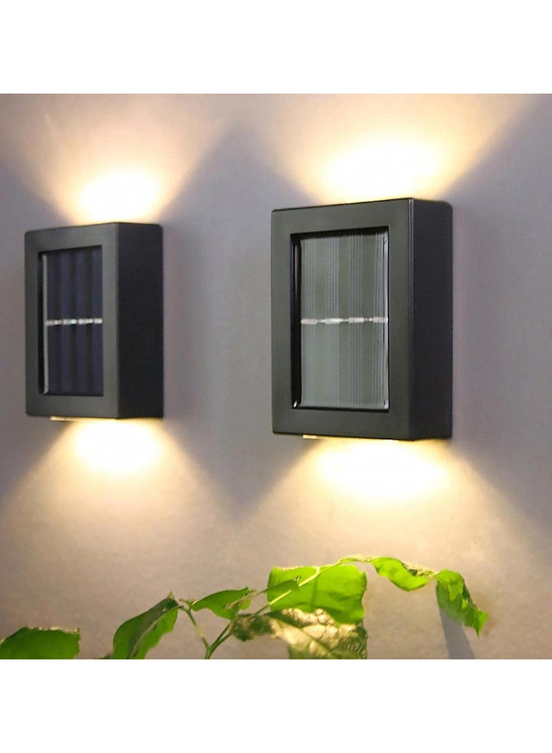 مصباح حائط LED يعمل بالطاقة الشمسية لاعلى واسفل، مصباح مستشعر ضوء الشمس في الهواء الطلق، ديكور عصري على الطراز الاسكندنافي للمنزل والحديقة والشرفة (ضوء دافئ) عدد 2 - Image 1
