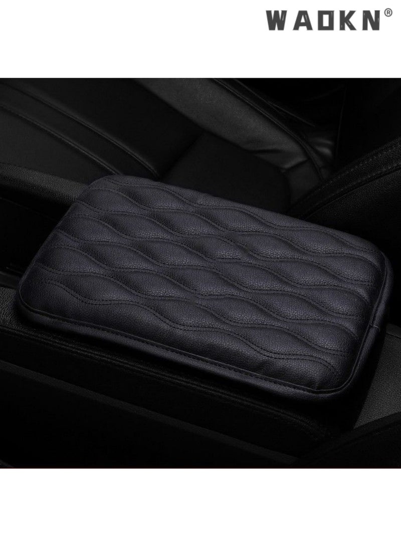 WAOKN Auto Center Console Pad, Universal Waterproof Car Armrest Seat Box Cover, Car Interior Accessories, Leather Auto Armrest Cover Protector for Most Vehicle, SUV, Truck, Car (Black)  - Image 5
