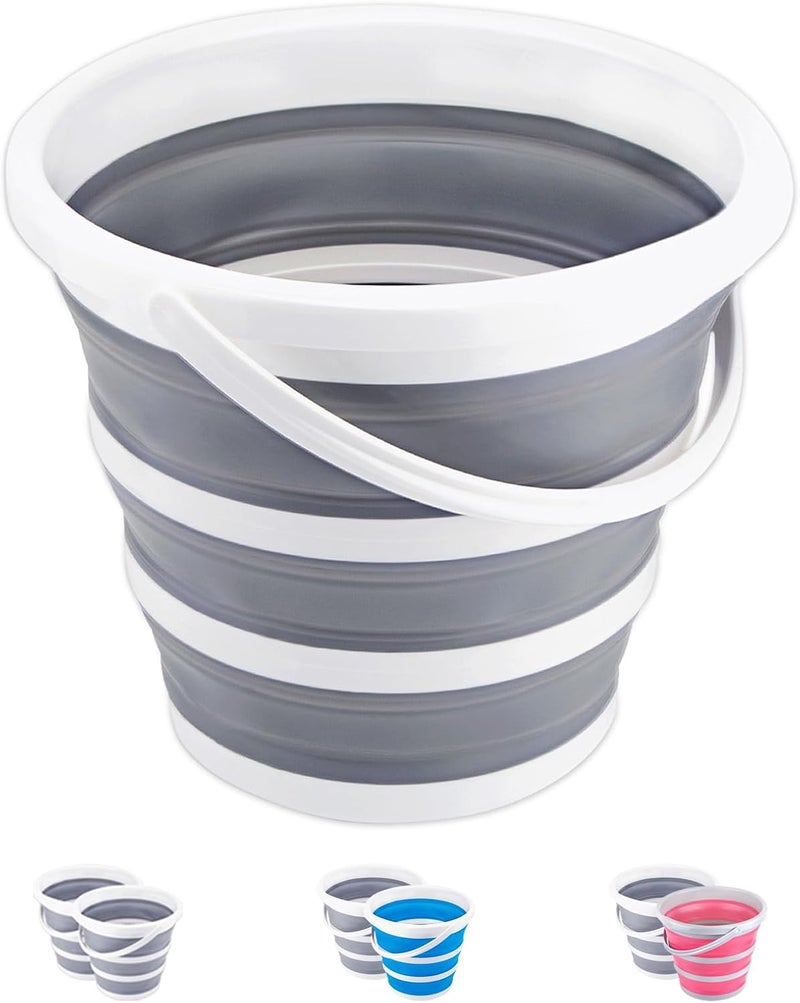 Craftend دلو قابل للطي سعة 10 لتر (2.6 جالون) دلو تنظيف، دلو ممسحة قابل للطي، دلو بلاستيكي صغير محمول، مستلزمات مياه للاستخدام الخارجي في الحديقة والتخييم وصيد الأسماك وغسيل السيارات، موفر للمساحة - Image 1