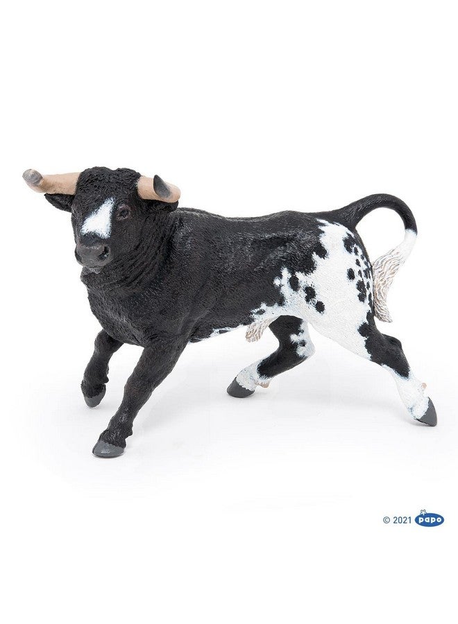 Papo - Black & White Spanish Bull - Realistic Figurine - for Ages 3+ - Farmyard Collection - Hand Painted - Highly Detailed - Durable and Educational - Gift Idea - Collectable - Spanish Bull Toy