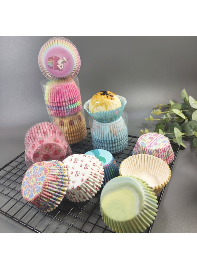 Large Snow Mei Niang Packaging Box Oil Paper Tray Cake Paper Cup Thickened Baking Mold Base Cake Paper Tray 100-Specifications:2# White Background Green Leaves ]