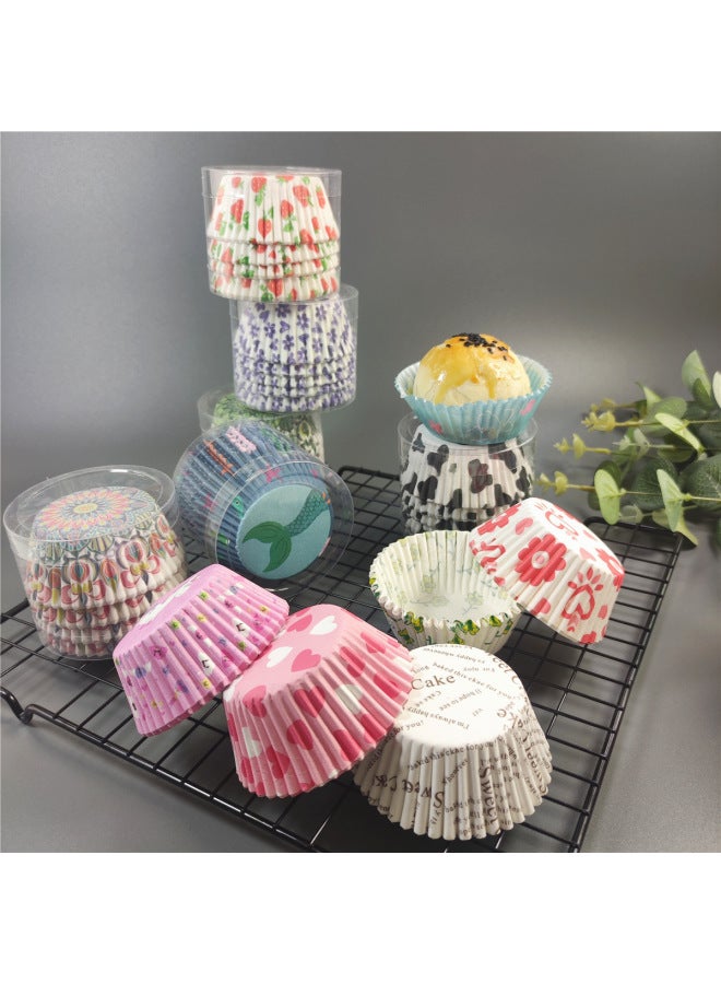 Large Snow Mei Niang Packaging Box Oil Paper Tray Cake Paper Cup Thickened Baking Mold Base Cake Paper Tray 100-Specifications:2# White Background Green Leaves ]