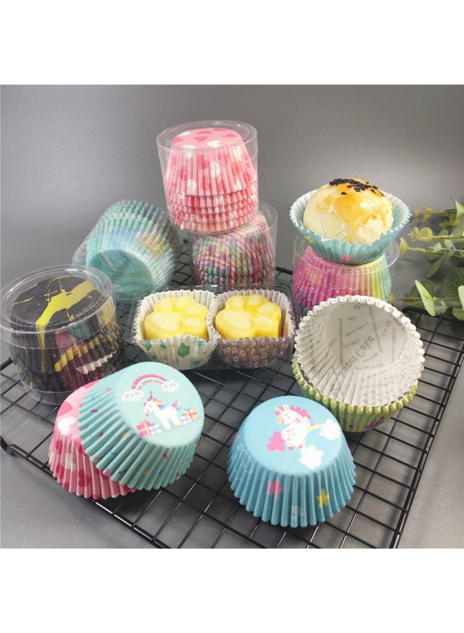 Large Snow Mei Niang Packaging Box Oil Paper Tray Cake Paper Cup Thickened Baking Mold Base Cake Paper Tray 100-Specifications:2# White Background Green Leaves ]