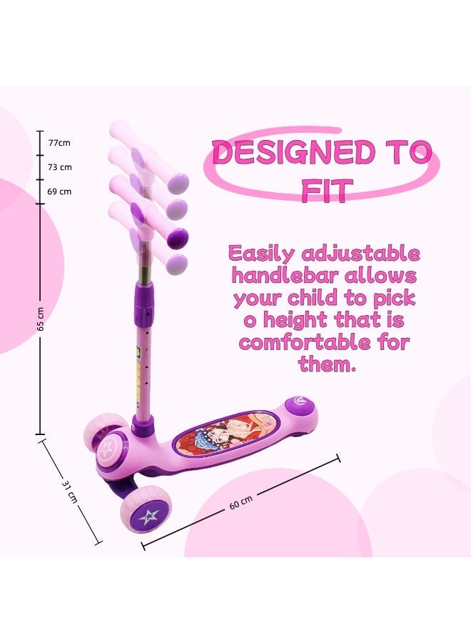 EASY FUTURE For 3-8 Years Ideal Foldable Kids Scooter with Height-Adjustable Handle, LED PU Wheels, Rear Brake & Music Including Protective Gear Set - Image 4