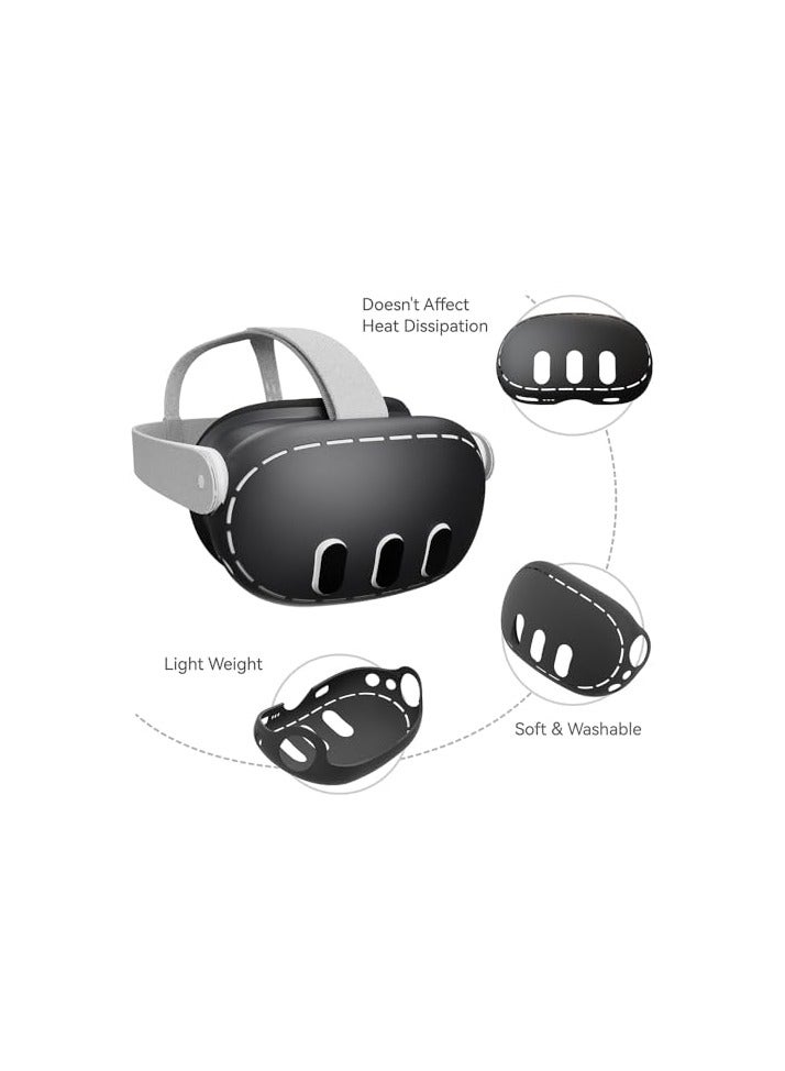 erorex VR Shell Cover Skin for Quest 3 Headset Accessories, Azonee Silicone Headset Protector for Quest 3 VR Headsets - Image 2