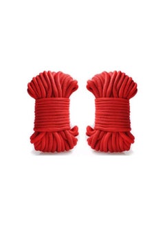 Bukela 2 Roll 10M Soft Cotton Rope, Natural Durable Long Cotton Rope for Crafts Wall Hangings Plant Hangers Knotting (Red)  - Image 1