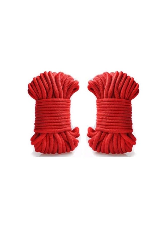 Bukela 2 Roll 10M Soft Cotton Rope, Natural Durable Long Cotton Rope for Crafts Wall Hangings Plant Hangers Knotting (Red) - Image 1