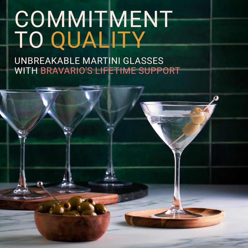 Bravario Unbreakable Plastic Martini Glasses, 100% Tritan Shatterproof Plastic Cocktail Glasses, Premium Quality, BPA-Free Dishwasher-Safe Reusable, 8 oz Set of 4 - Image 5