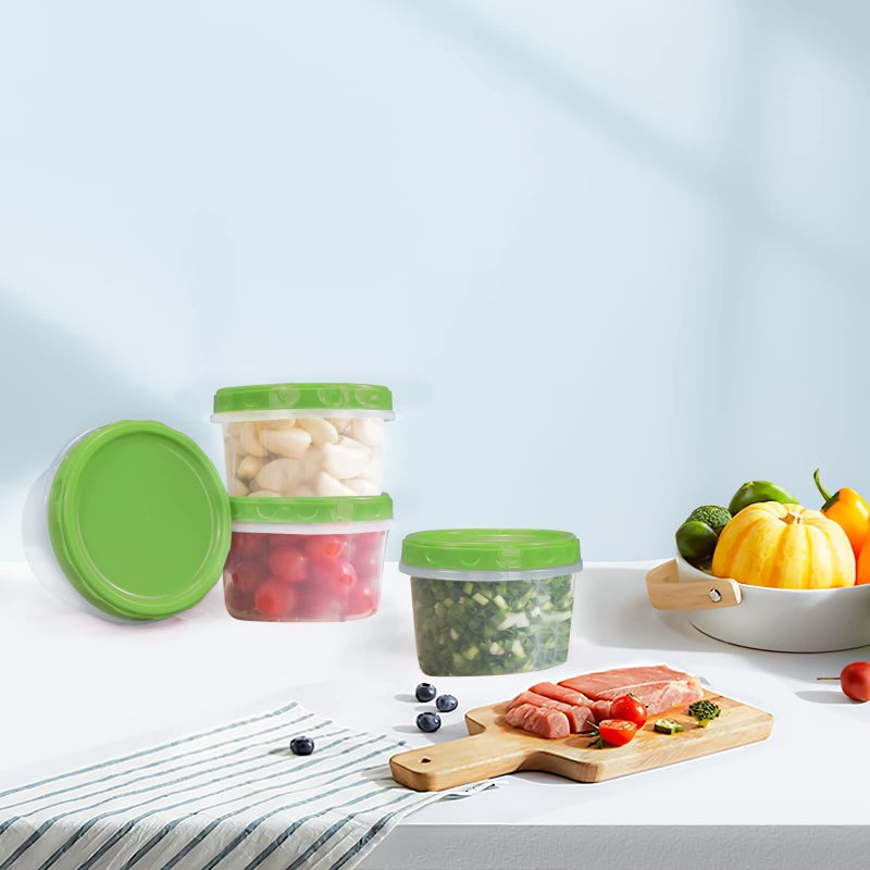 Jucaifu 8 Ounce reuseable small plastic freezer storage container jars with screw lid for food snacks lunch(8Pcs  Green) - Image 3