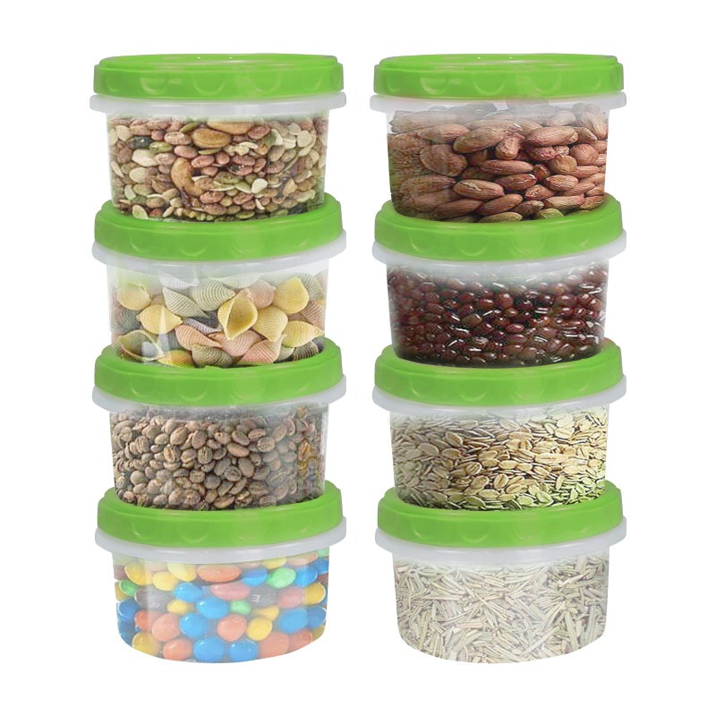 Jucaifu 8 Ounce reuseable small plastic freezer storage container jars with screw lid for food snacks lunch(8Pcs  Green) - Image 1