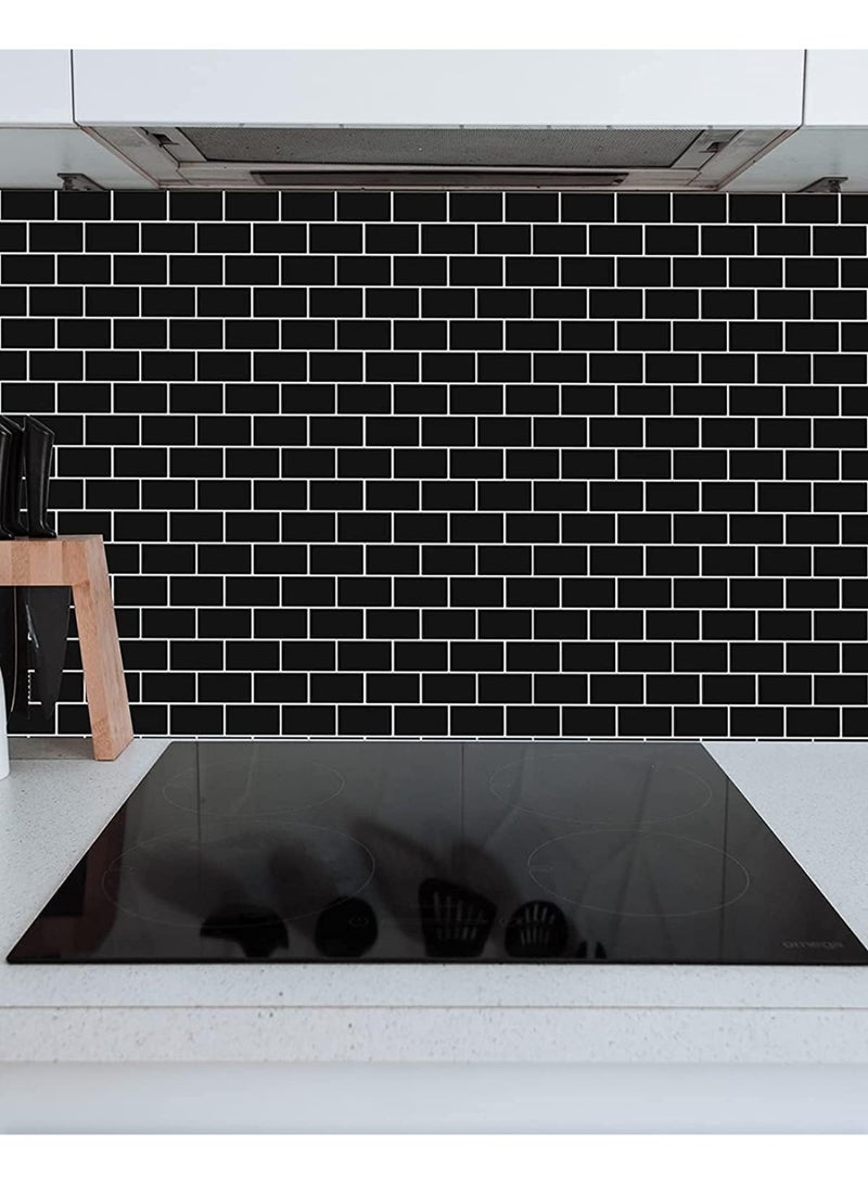 Subway Tiles Peel and Stick Backsplash, Stick on Tiles Kitchen Backsplash (10 Tiles, Thicker Version)/Black - Image 2