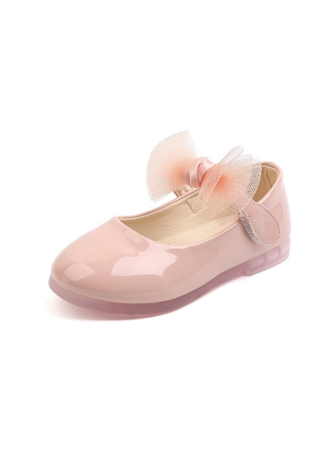 Children's Korean Style Fashionable Solid Color Bright Leather Shoes Girls' Big Bow Patent Leather Princess Shoes Flat Shoes Dance Shoes