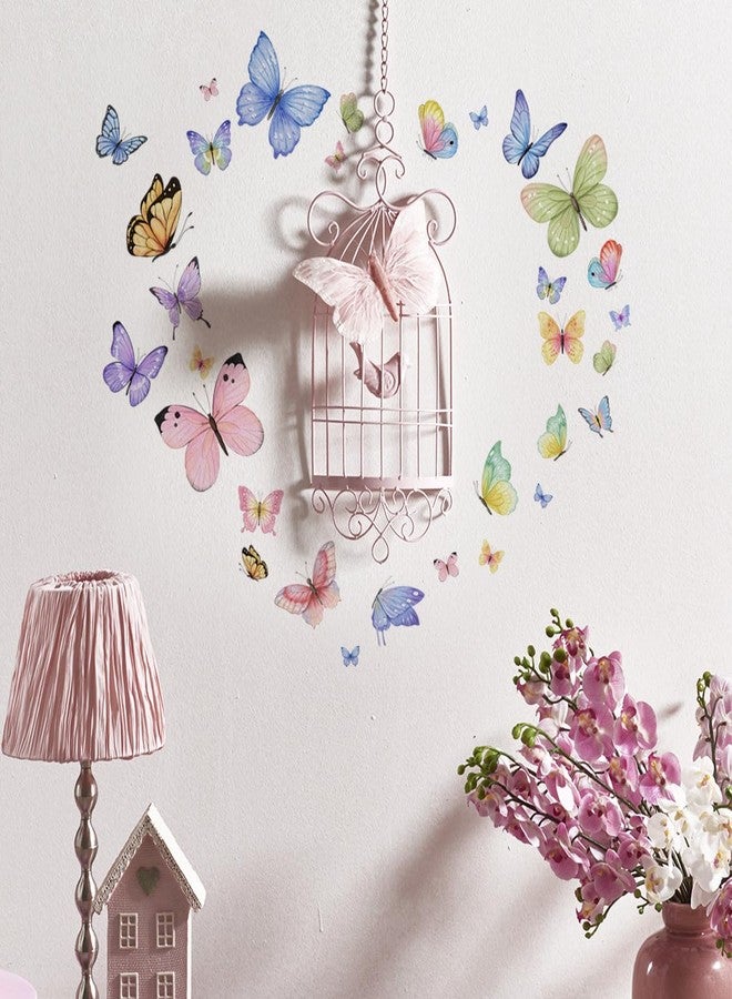 Runtoo Butterfly Wall Stickers for Girls Bedroom Pink Purple Blue Butterflies Wall Decals Large Kids Baby Nursery Wall Decor - Image 3