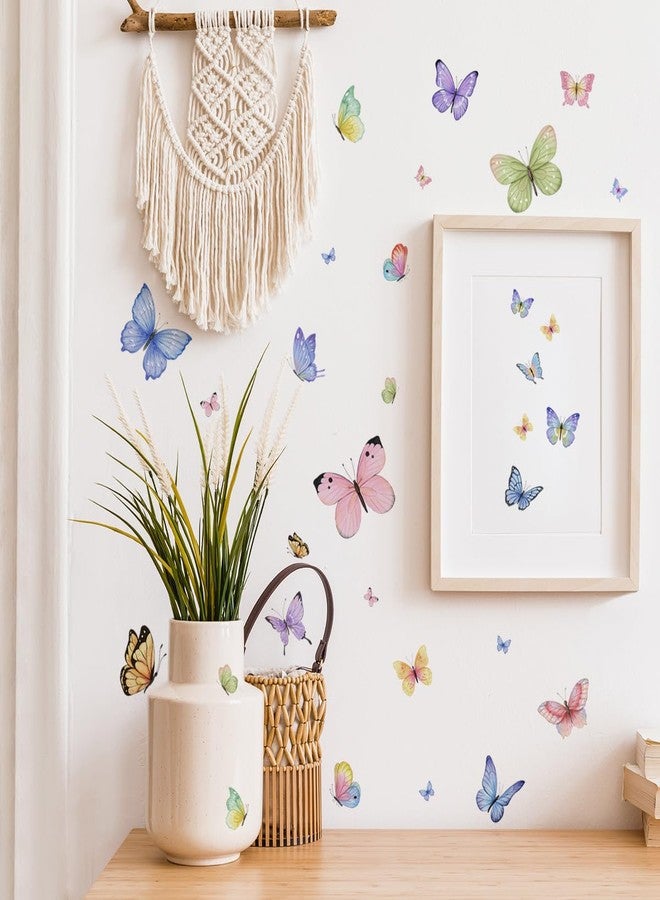 Runtoo Butterfly Wall Stickers for Girls Bedroom Pink Purple Blue Butterflies Wall Decals Large Kids Baby Nursery Wall Decor - Image 1