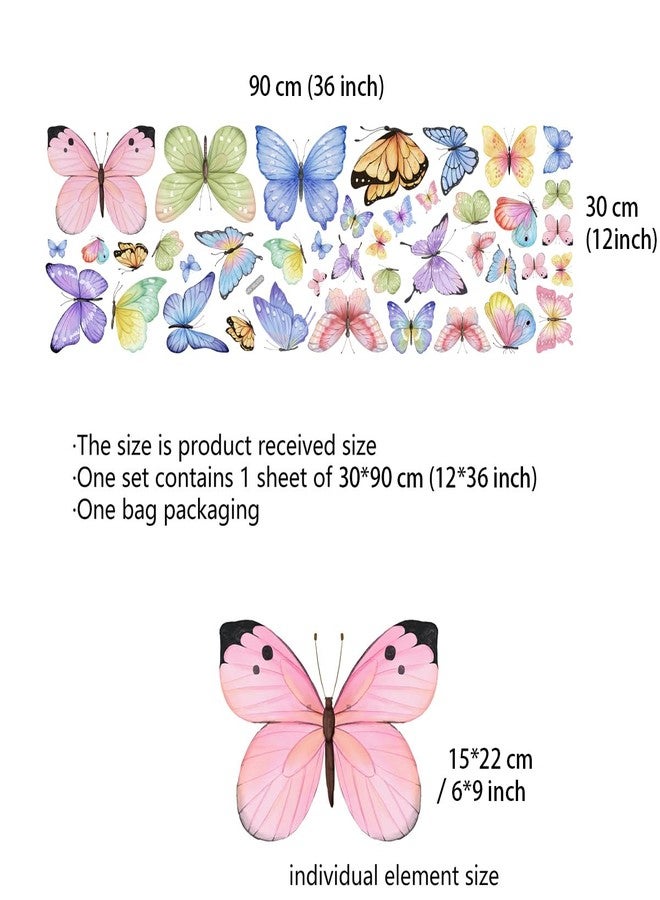 Runtoo Butterfly Wall Stickers for Girls Bedroom Pink Purple Blue Butterflies Wall Decals Large Kids Baby Nursery Wall Decor - Image 4