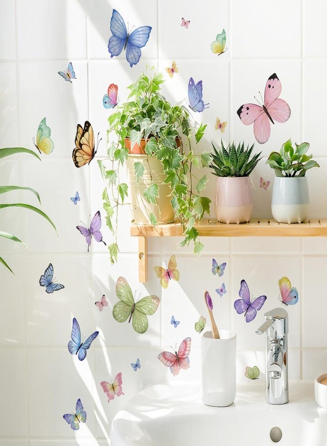 Runtoo Butterfly Wall Stickers for Girls Bedroom Pink Purple Blue Butterflies Wall Decals Large Kids Baby Nursery Wall Decor - Image 2