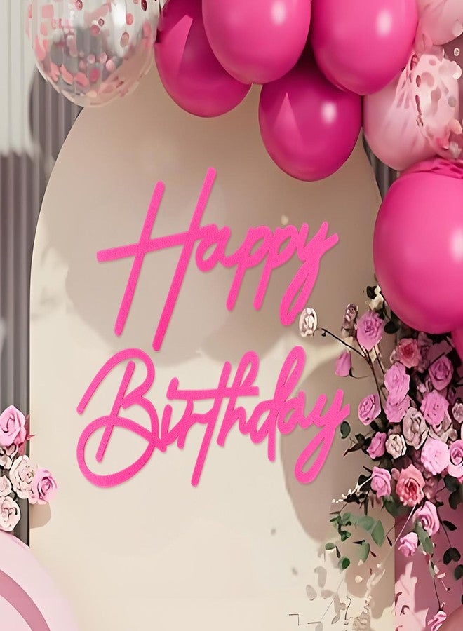 MASTRON Happy Birthday Sign for Backdrop - Hot Pink Felt 'Happy Birthday' Letter Sign for Balloon Arch Backdrop Decorations - Image 1