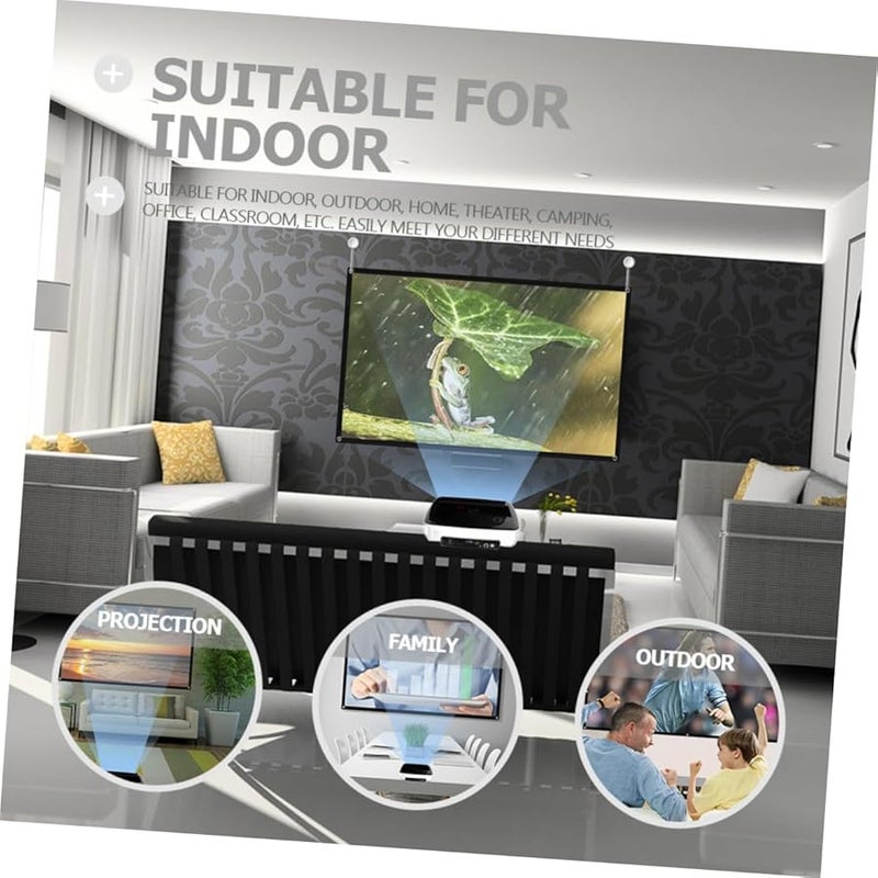 شاشة عرض محمولة عالية الدقة من البوليستر مقاس 80 بوصة للسينما المنزلية والتخييم والمكتب - Image 5