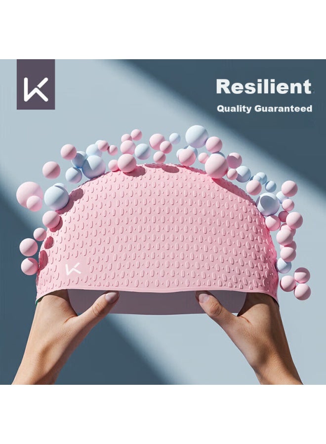 كيب غطاسة Keep Swimming للسيدات، مقاس كبير، مقاومة للماء، غير ضاغطة، للشعر الطويل، حماية سيليكون للأذن، غطاسة سباحة للرجال البالغين، وردي - Image 3