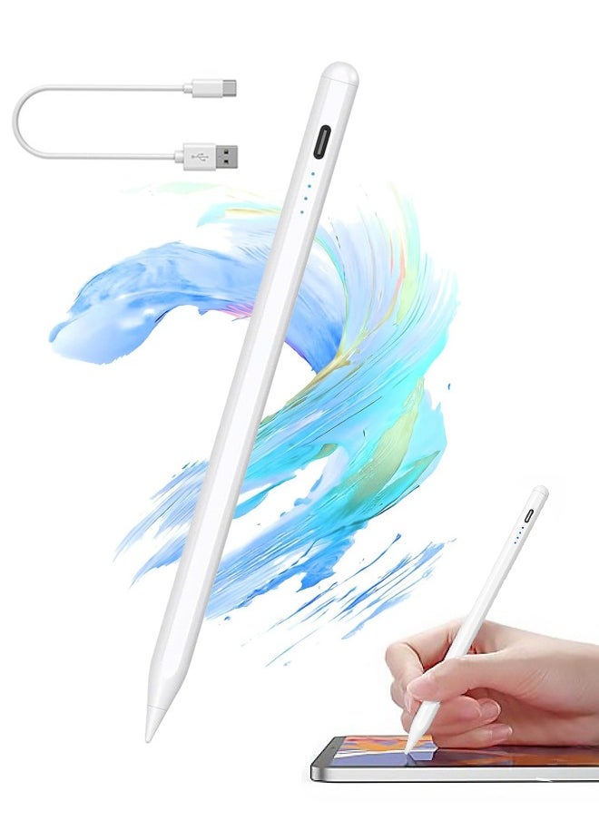 BUPY - 2024 Newest Stylus Pen for iPad 9th&10th Gen, Fast Charge iPad Pen for iPad 2018-2024, iPad Pencil for iPad Pro 11/12.9 3/4/5 Gen, iPad Mini 5/6, iPad 6/7/8, iPad Air 3/4/5, White - Image 1
