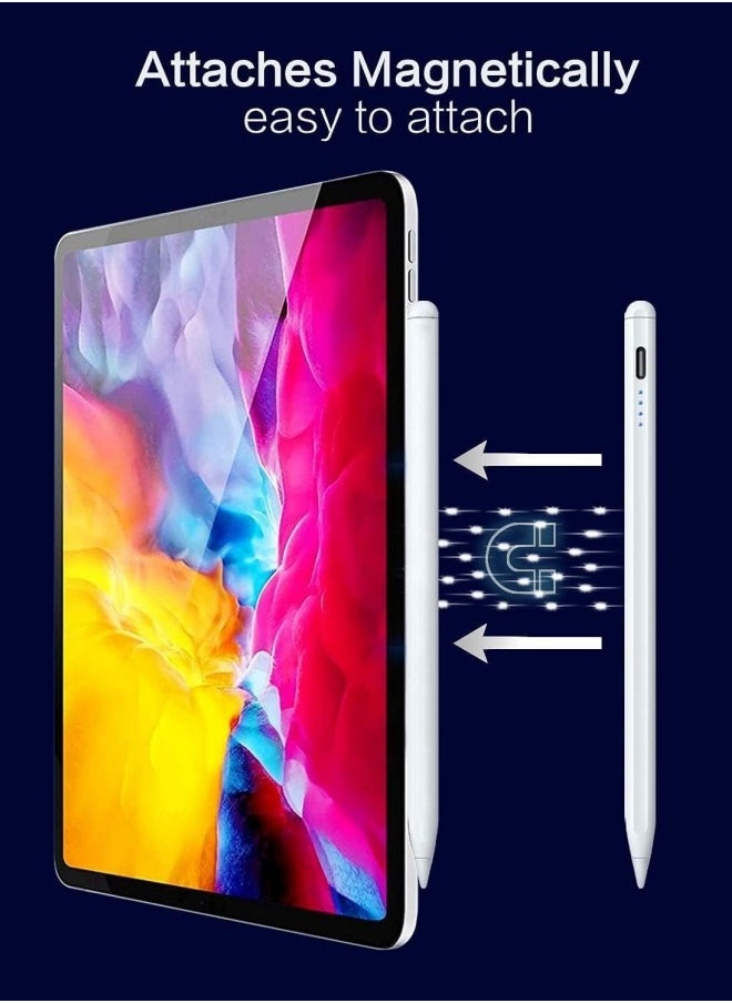 BUPY - 2024 Newest Stylus Pen for iPad 9th&10th Gen, Fast Charge iPad Pen for iPad 2018-2024, iPad Pencil for iPad Pro 11/12.9 3/4/5 Gen, iPad Mini 5/6, iPad 6/7/8, iPad Air 3/4/5, White - Image 1