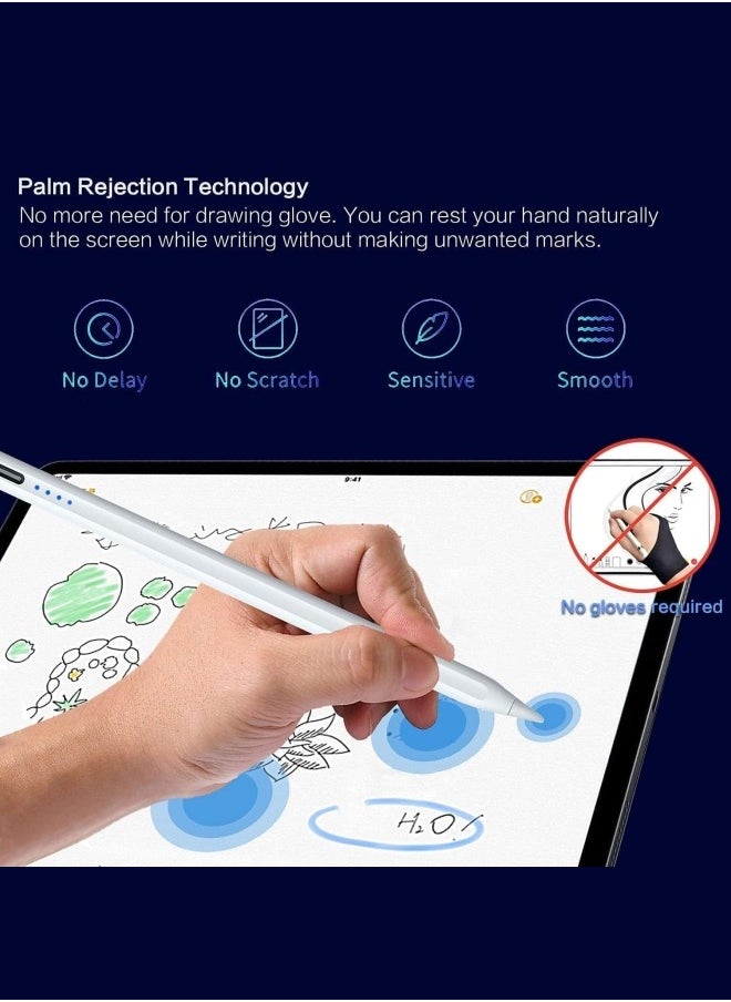BUPY - 2024 Newest Stylus Pen for iPad 9th&10th Gen, Fast Charge iPad Pen for iPad 2018-2024, iPad Pencil for iPad Pro 11/12.9 3/4/5 Gen, iPad Mini 5/6, iPad 6/7/8, iPad Air 3/4/5, White - Image 1