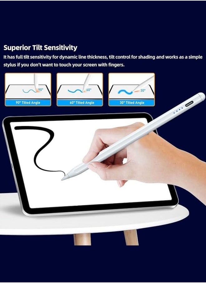 BUPY - 2024 Newest Stylus Pen for iPad 9th&10th Gen, Fast Charge iPad Pen for iPad 2018-2024, iPad Pencil for iPad Pro 11/12.9 3/4/5 Gen, iPad Mini 5/6, iPad 6/7/8, iPad Air 3/4/5, White - Image 1