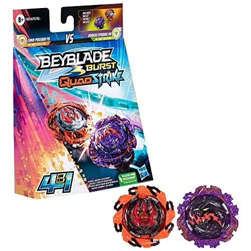 Beyblade Burst QuadStrike Ambush Nyddhog N8 and Chain Poseidon P8 Spinning Top Dual Pack 2 Battling Game Top Toy for Kids Ages 8 and Up - Image 1
