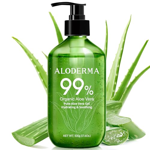 Aloderma جل الألوة فيرا النقي 99% من ألوديرما مصنوع خلال 12 ساعة من الحصاد زجاجة ضخمة سعة 176 أونصة مضخة جل ألوة خفيف وغير لزج لتخفيف حروق الشمس ألوة طبيعية مهدئة للوجه والشعر - Image 1