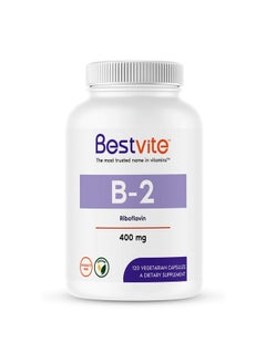 BESTVITE Vitamin B2 (Riboflavin) 400Mg (120 Vegetarian Capsules) No Stearates Vegan Non Gmo Gluten Free  - Image 1