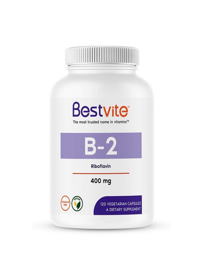 BESTVITE Vitamin B2 (Riboflavin) 400Mg (120 Vegetarian Capsules) No Stearates Vegan Non Gmo Gluten Free  - Image 2