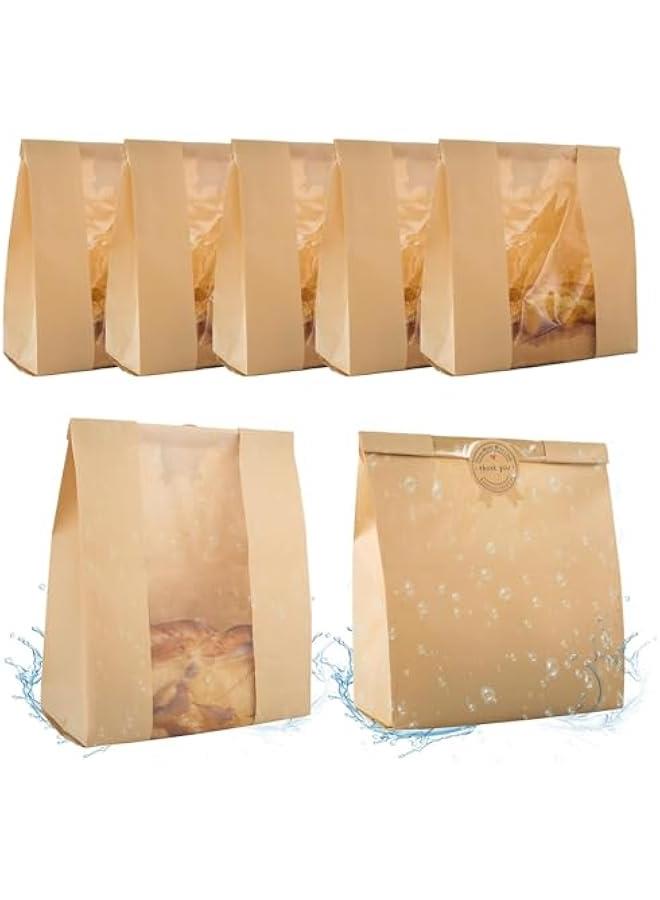 HOOKOR 100Pcs Bread Bags for Homemade Bread With Window Sourdough Paper Bread Bags.(35x21x9CM),Packaging and Storage of Baked Goods Suitable for Bakers. Package Includes 100Cute Sealing Stickers. - Image 1