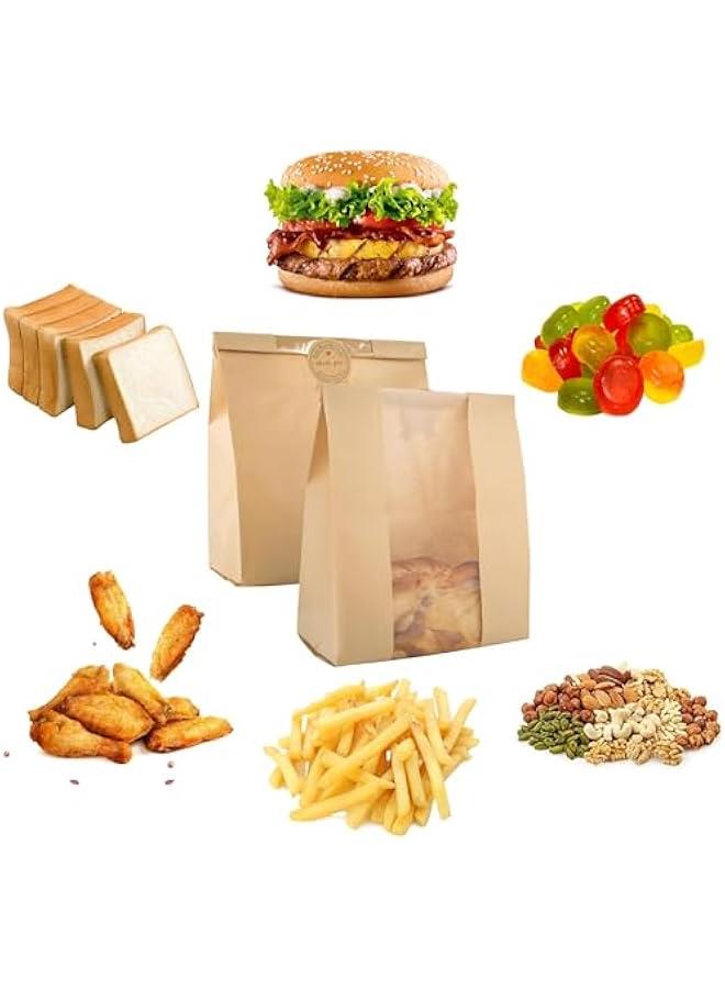 HOOKOR 100Pcs Bread Bags for Homemade Bread With Window Sourdough Paper Bread Bags.(35x21x9CM),Packaging and Storage of Baked Goods Suitable for Bakers. Package Includes 100Cute Sealing Stickers. - Image 4