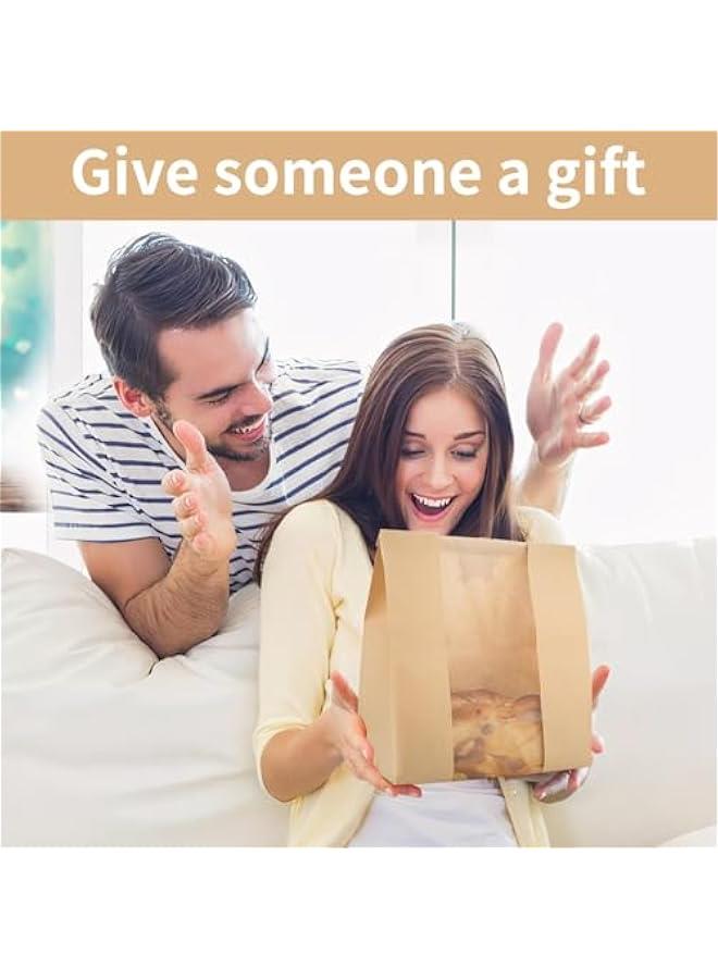 HOOKOR 100Pcs Bread Bags for Homemade Bread With Window Sourdough Paper Bread Bags.(35x21x9CM),Packaging and Storage of Baked Goods Suitable for Bakers. Package Includes 100Cute Sealing Stickers. - Image 5