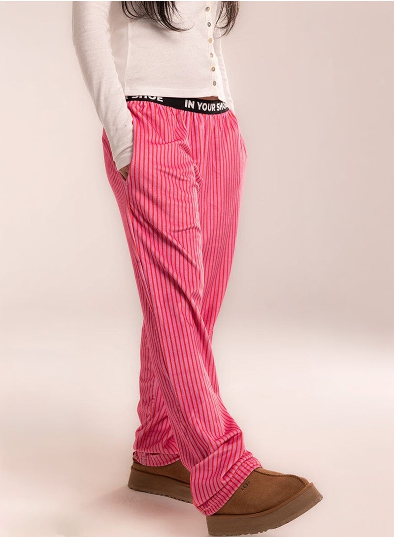 In Your Shoe Pink Striped Unisex Pyjama Bottoms - Image 2