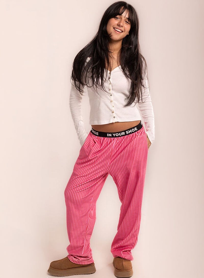 In Your Shoe Pink Striped Unisex Pyjama Bottoms - Image 3