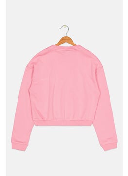 PUMA Kids Girl Relaxed Fit Brand Logo Outdoor Sweatshirt, Pink Combo  - Image 2