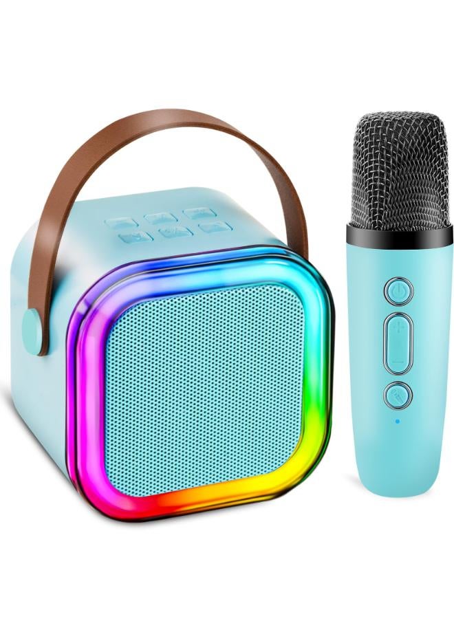 Anliuanliu Karaoke Machine for Kids Adults,Portable Mini Singing Bluetooth Karaoke Speaker with 1 Wireless Microphone,Birthday Gifts Party for Boys Teen Girls Ages 3-12+ Year Old(Blue)