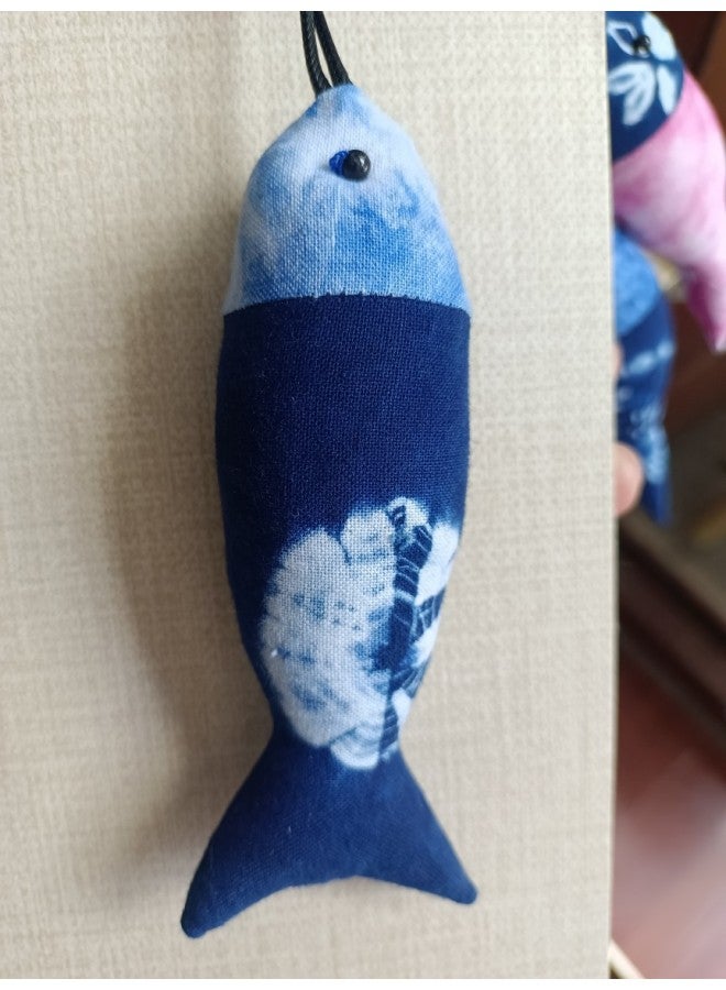 Loquat Dali Tie Dye Handmade Tie Dye Bai Tie Dye Small Fish Pendant-Color:Blue-Height:One - Image 2