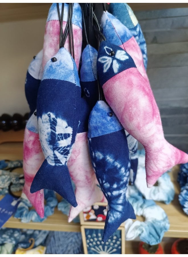 Loquat Dali Tie Dye Handmade Tie Dye Bai Tie Dye Small Fish Pendant-Color:Blue-Height:One - Image 3