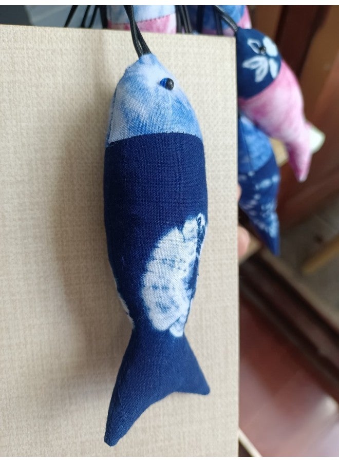 Loquat Dali Tie Dye Handmade Tie Dye Bai Tie Dye Small Fish Pendant-Color:Blue-Height:One - Image 1