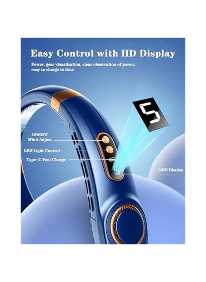 HOOKOR Neck Fan Air Conditioner with Cooling Plates, 5 Speeds Blow Cold Air Adjustable LED light, USB Rechargeable Personal Fan for Men/Women, Portable Camping Travel, Outdoor (Black) - Image 5