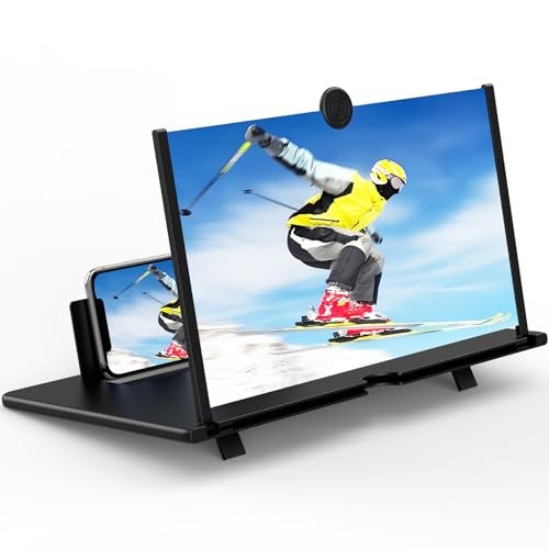 Honbuty 14" Screen Magnifier for Smartphone,3D HD Mobile Phone Magnifying Projector Screen Enlarger for Movies, Videos, and Gaming,Foldable Phone Stand with Screen Amplifier,Gifts for Mom Dad - Image 1